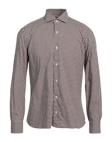 BARBA Napoli Camicia a quadri Cioccolato 100% Viscosa