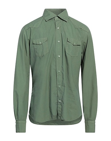 BARBA Napoli Camisa lisa Verde militar 100% Algodón