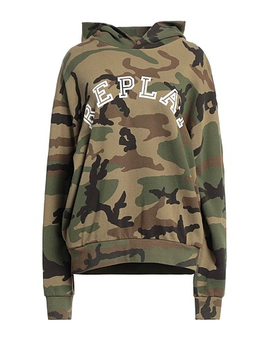 REPLAY Hooded track jacket  Military green 100% Cotton
