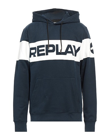 REPLAY Hooded track jacket  Midnight blue 100% Cotton