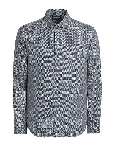 EMPORIO ARMANI Patterned shirt Midnight blue 100% Cotton