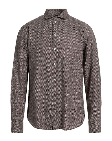 EMPORIO ARMANI Patterned shirt Dark brown 100% Cotton
