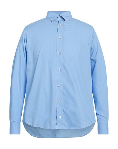 BALLANTYNE Solid color shirt Light blue 100% Cotton