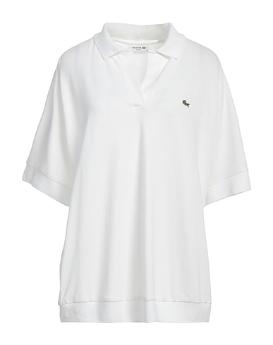 LACOSTE Polo shirt White 65% Lyocell, 32% Cotton, 3% Elastane