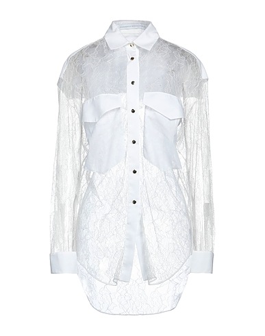FRANCESCO SCOGNAMIGLIO Camicie e bluse in pizzo Bianco 60% Viscosa, 40% Poliammide
