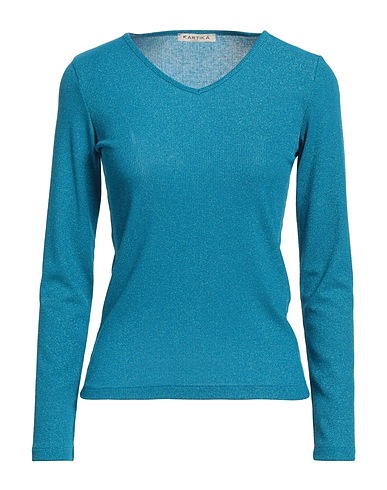 KARTIKA Basic T-Shirt Azurblau 65% Viskose, 17% Polyester, 13% Polyamid, 5% Elastan