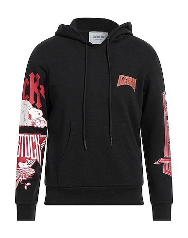 ICEBERG Hooded track jacket  Black 90% Cotton, 10% Polyester