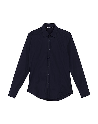 ALESSANDRO LAMURA Solid colour shirt Midnight blue 97% Cotton, 3% Elastane
