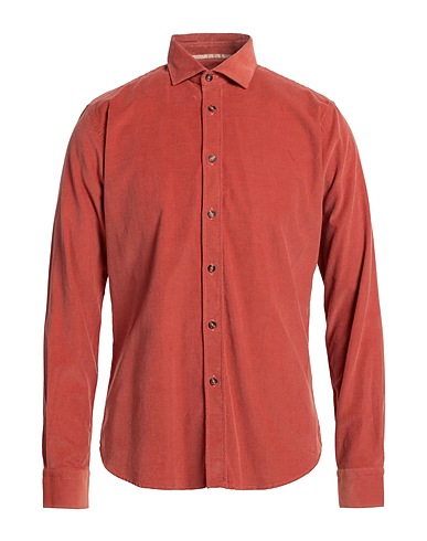 ALESSANDRO LAMURA Solid color shirt Rust 100% Cotton