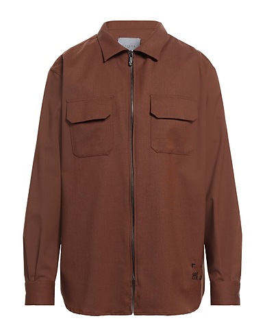 GAëLLE Paris Solid colour shirt Brown 54% Polyester, 44% Wool, 2% Elastane