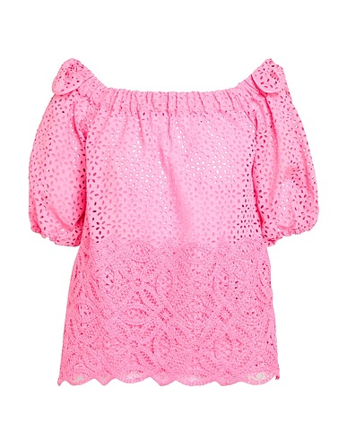 ANNA MOLINARI Off-the-shoulder top Pink 100% Cotton, Polyester