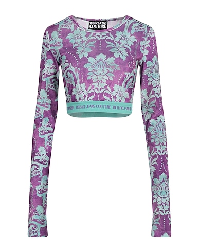 VERSACE JEANS COUTURE T-shirt Purple 92% Polyester, 8% Elastane