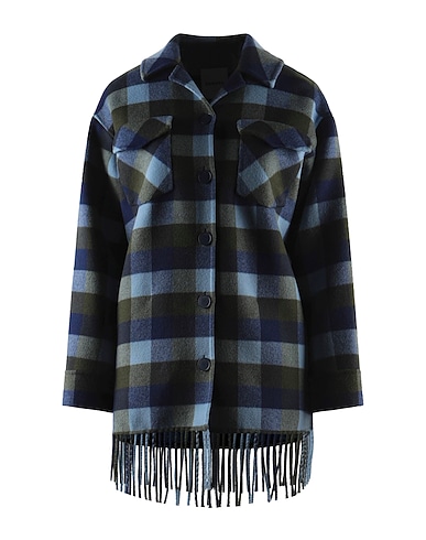 SANDRO Checked shirt Military green 80% Wool, 20% Polyamide