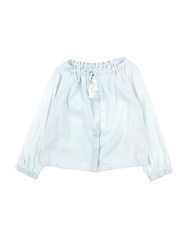 DONDUP Solid color shirts & blouses BLU 98% Cotton, 2% Elastane