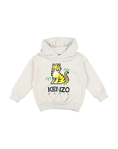 KENZO KIDS Hooded track jacket  Light grey 100% Cotton, Elastane