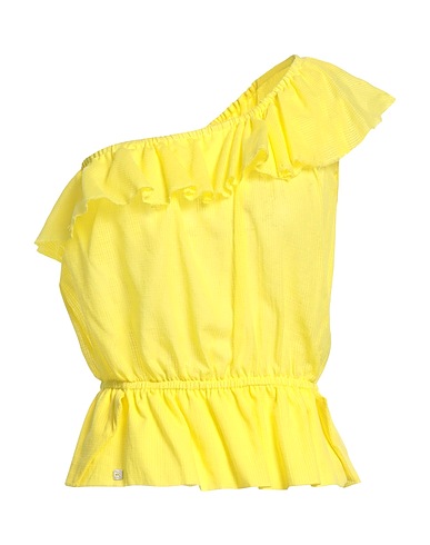 MANILA GRACE One-shoulder top Yellow 100% Cotton