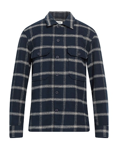 SANDRO Camicia a quadri Blu navy 92% Cotone, 8% Lana