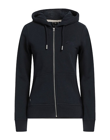 SUPERDRY Hooded track jacket  Navy blue 74% Cotton, 26% Polyester
