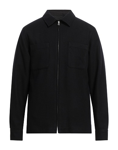 SANDRO Solid color shirt Midnight blue 60% Virgin Wool, 40% Polyester