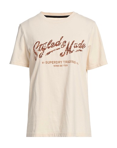 SUPERDRY T-shirt Beige 100% Cotton