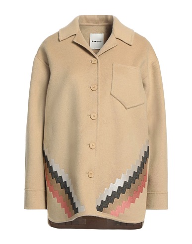 SANDRO Shirts Beige 80% Wool, 20% Polyamide