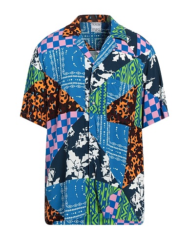 MARCELO BURLON Camicia fantasia Blu 100% Viscosa, Corno