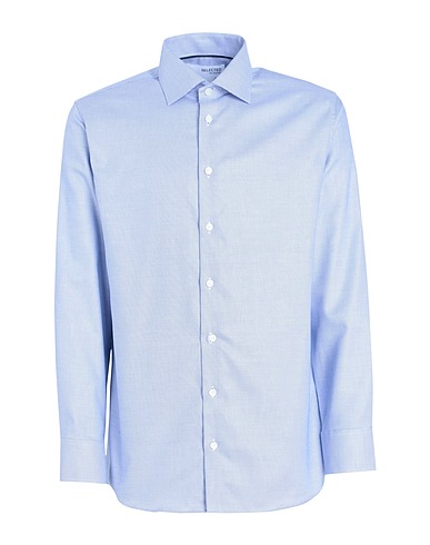 SELECTED HOMME Solid colour shirt Blue 58% Organic cotton, 42% Cotton