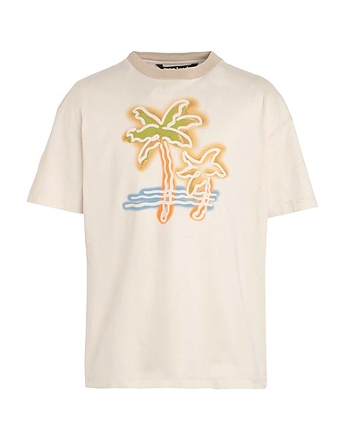 PALM ANGELS Camiseta Beige 100% Algodón, Poliéster