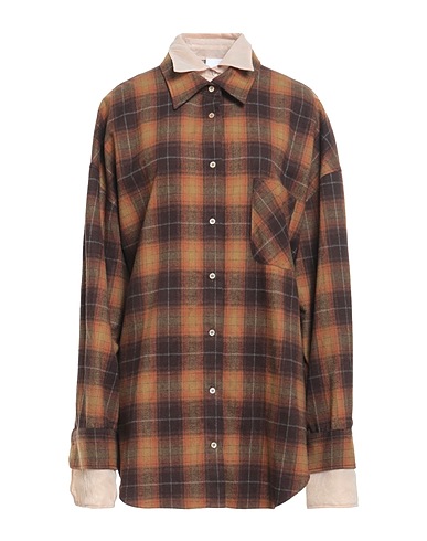 A·C·9 Checked shirt Camel 100% Cotton, Polyester
