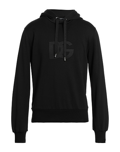 DOLCE&GABBANA Hooded track jacket  Black 100% Cotton, Polyester, Elastane