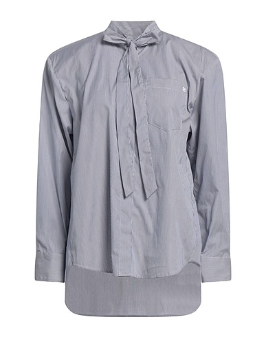 SANDRO Shirts & blouses with bow Midnight blue 100% Cotton, Mother-of-pearl