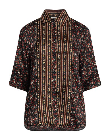 SANDRO Floral shirts & blouses Black 100% Polyester, Silk, Mother-of-pearl