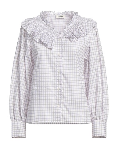 SANDRO Checked shirt White 100% Cotton, Mother-of-pearl