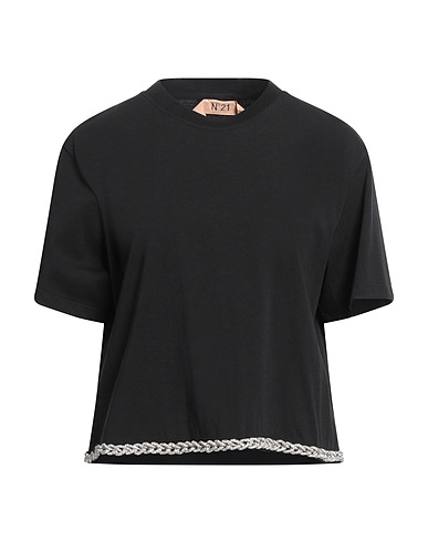 N°21 T-shirt Black 100% Cotton, Glass, Silicone