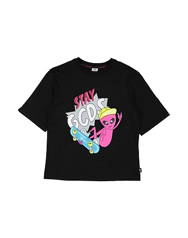 GCDS MINI T-shirt Black 100% Cotton, Elastane