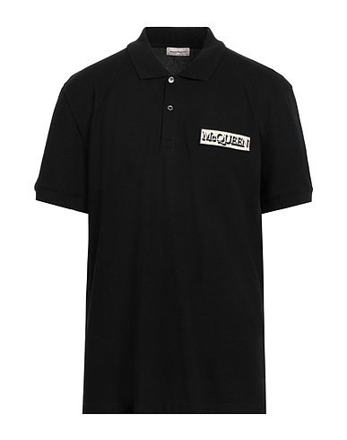 MCQUEEN Polo shirt Black 100% Cotton, Viscose, Polyester