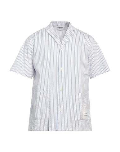 THOM BROWNE Striped shirt Light blue 42% Polyamide, 30% Elastomultiester, 28% Polyester