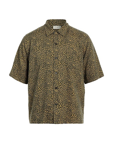 SAINT LAURENT Patterned shirt Military green 55% Lyocell, 45% Cotton