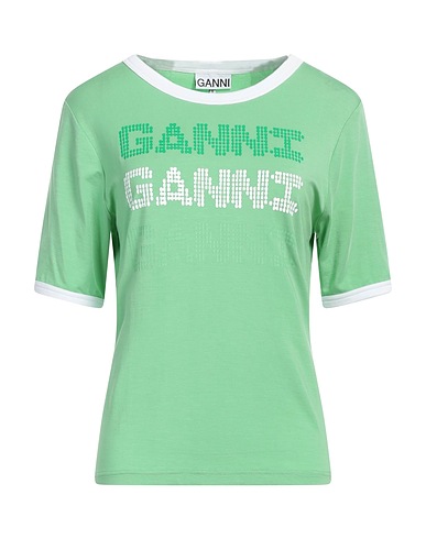 GANNI T-shirt Light green 96% Lyocell, 4% Elastane