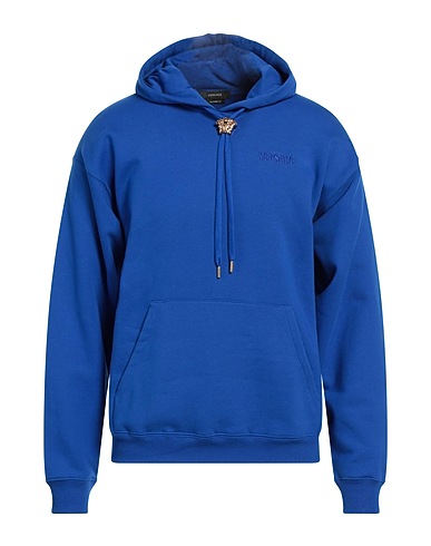 VERSACE Hooded track jacket  Blue 100% Cotton, Viscose
