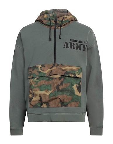 DSQUARED2 Hooded track jacket  Sage green 100% Cotton, Elastane, Polyester