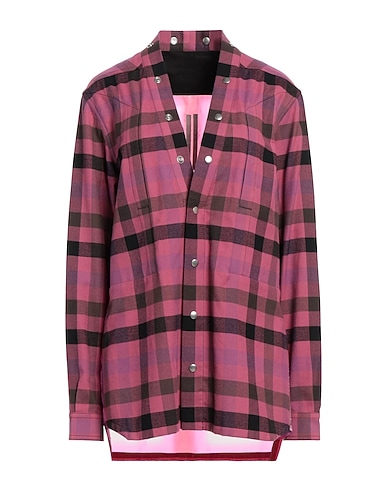RICK OWENS Checked shirt Mauve 100% Cotton, Cupro