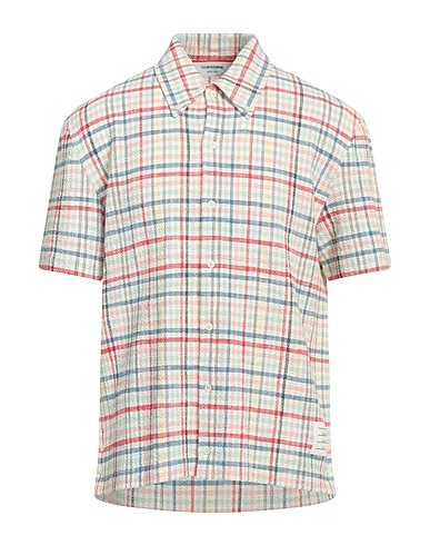 THOM BROWNE Checked shirt White 91% Cotton, 8% Polyamide, 1% Elastane