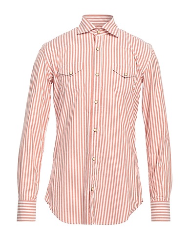 ELEVENTY Striped shirt Brown 75% Cotton, 25% Silk