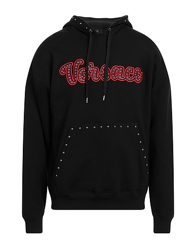 VERSACE Hooded sweatshirt Black 100% Cotton, Polyester, Viscose, Acrylic, Metal