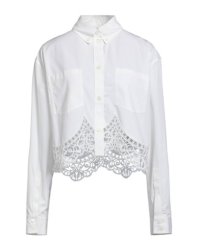 BURBERRY Solid color shirts & blouses White 100% Cotton, Polyester