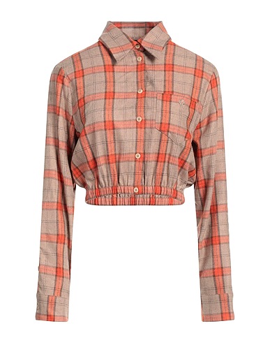 MAJE Checked shirt Orange 39% Polyester, 33% Viscose, 24% Wool, 4% Silk