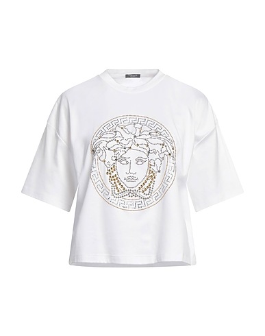 VERSACE T-shirt White 100% Cotton, Metal, Glass