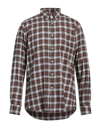 BARBOUR Checked shirt Brown 53% Cotton, 47% Lyocell