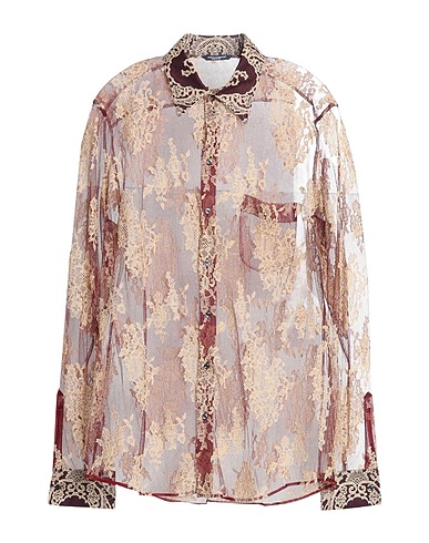 DOLCE&GABBANA Patterned shirt Burgundy 65% Cotton, 35% Polyamide